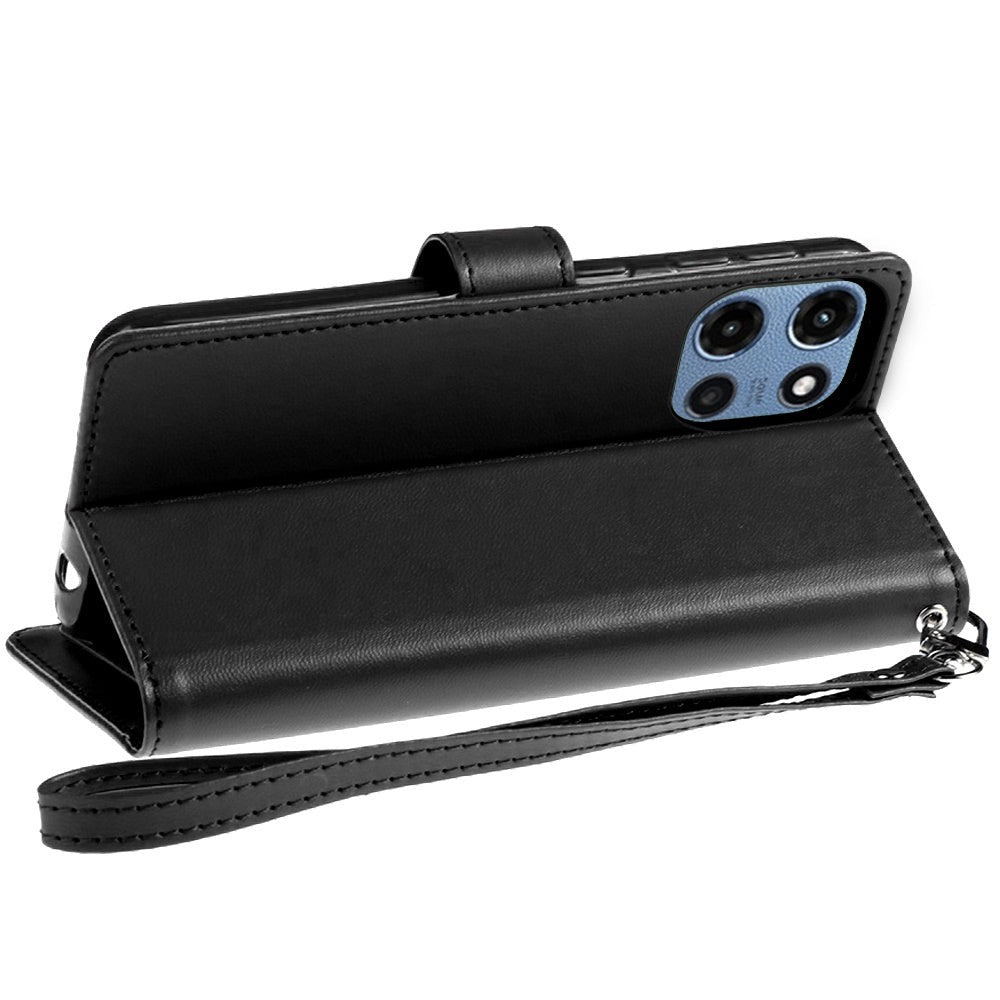 Moto G 5G 2025 Wallet Case PU Leather Folio with 5 Card Slots Cash Pocket Magnetic Closure Kickstand for Motorola Moto G 5G 2025