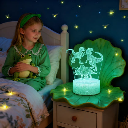3D Holographic Dinosaur Night Lamp 16 Color Changing T-Rex LED Bedside Lamp Remote Touch for Entryways, Bedrooms and Living Spaces