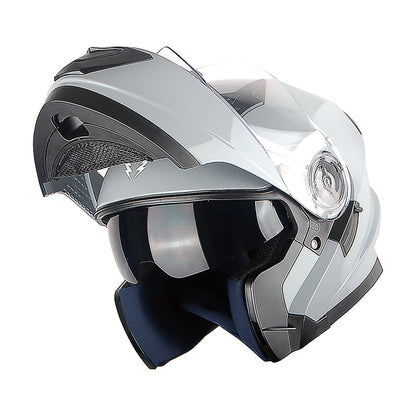 Motorcycle Helmet Modular Flip-Up Design with Dual Visors, Optional Three-Mode LED Tail Light and S-XL Sizes