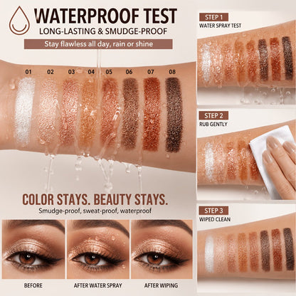 Waterproof Eyeshadow Stick Set 8 Piece, Shimmer, Pearlescent & Matte Eye Shadow Pencils, Creamy Blendable Formula