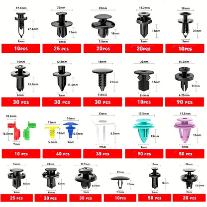 Car Body Clips Fasteners Assortment Kit 735/740pcs – 23 Sizes Nylon Bumper Fender Rivets with Zip Ties & Fastener Remover Tool