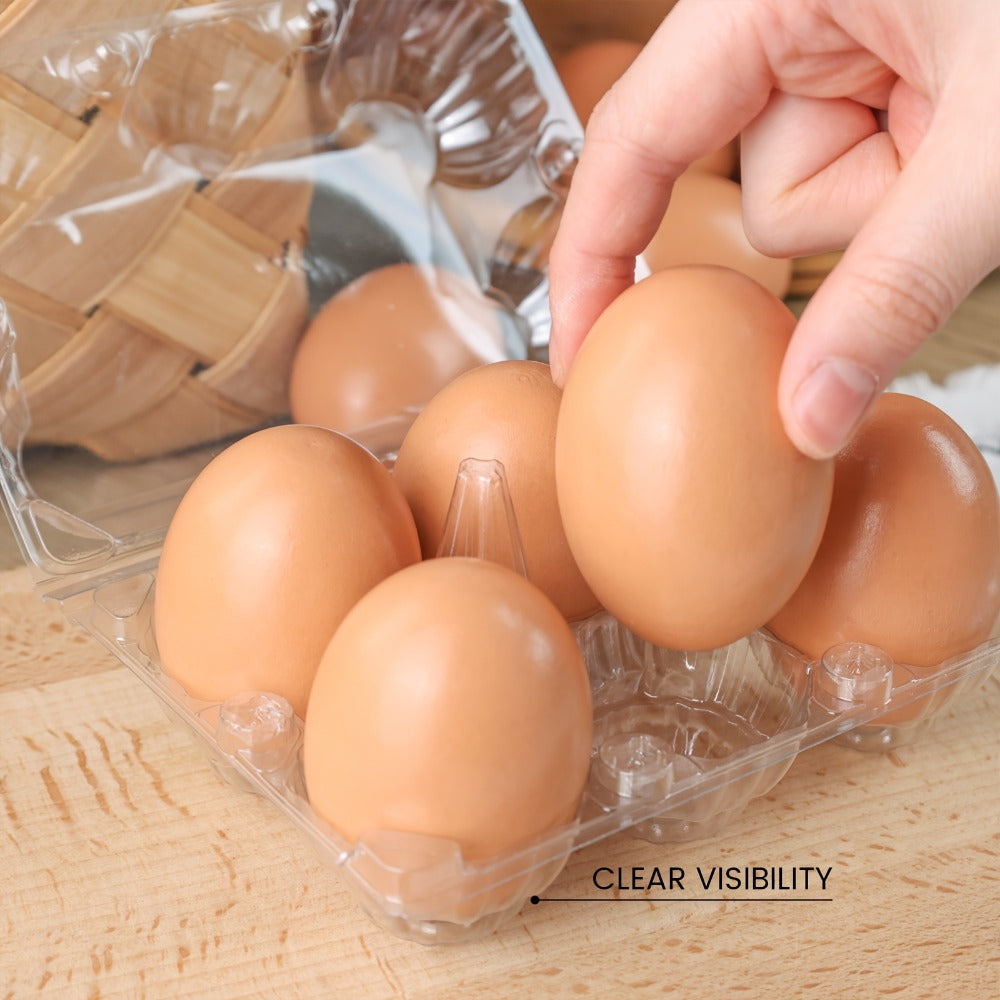 Plastic Egg Cartons, 60 Pack Clear 6-Cavity Reusable Egg Holders with 4 Label Stickers – Bulk Egg Carton Set for Home, Ranch, Chicken Farm