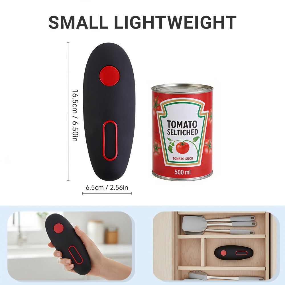 Black One-Touch Can Opener as a Single Unit or Two-Tool Bundle with Manual Jar-Opening Aid