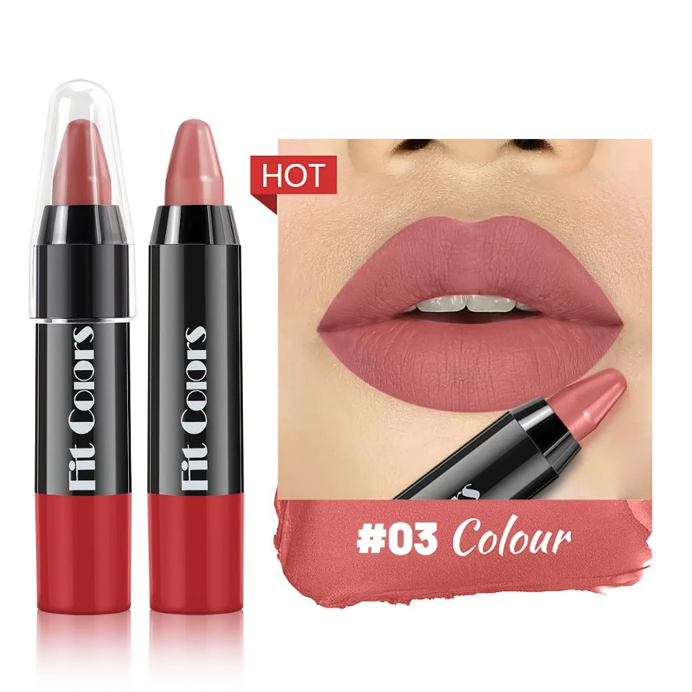 Squalane Crayon Lipstick Set 6 Pcs, Matte & Glossy Lip Pencil with Volumizing Formula, Easy Color Lip Liner for All Skin Types