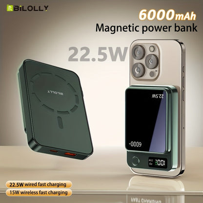 Power Bank Magnetic 6000-15000mAh with 30W Wired, 15W Wireless, Dual USB-C and Display in Four Colors