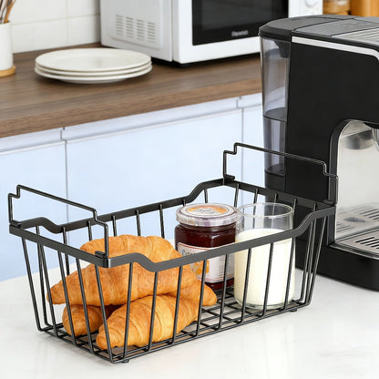 Freezer Organizer Bins Stackable with Foldable Handle - Chest Freezer Storage Baskets Rack, Space Saving Refrigerator Organizer Bins