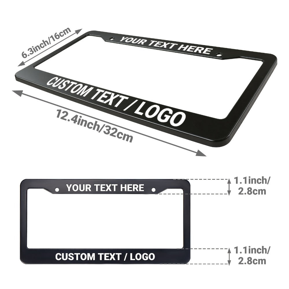 Custom License Plate Frame – 6 Font Styles, Heavy-Duty Weather-Resistant Car Tag Holder, Personalized Front & Rear License Plate Border