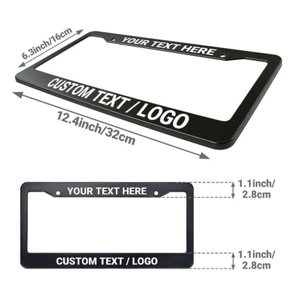 Custom License Plate Frame – 6 Font Styles, Heavy-Duty Weather-Resistant Car Tag Holder, Personalized Front & Rear License Plate Border