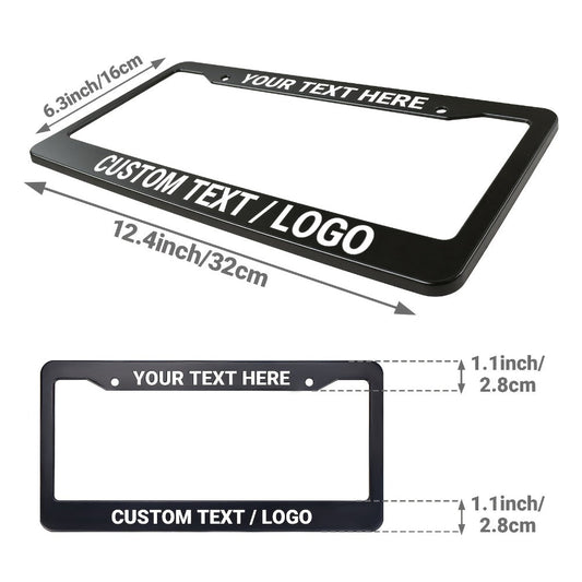 Custom License Plate Frame – 6 Font Styles, Heavy-Duty Weather-Resistant Car Tag Holder, Personalized Front & Rear License Plate Border