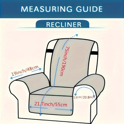 Plush Faux-Fur Style Recliner Chair Drape, 55 x 190 cm, in Coffee, Gray or White for One Seat