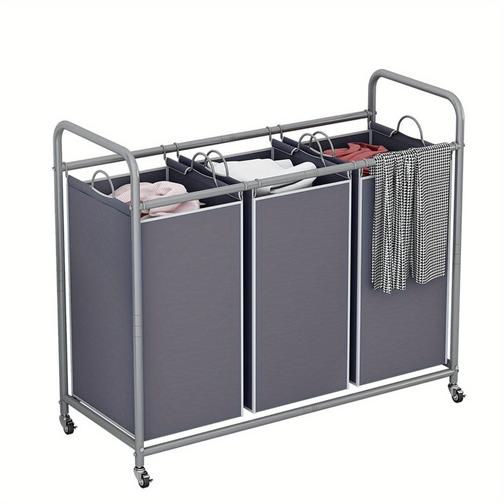 3-Bag Laundry Sorter Cart 63.4 Gallon, Rolling Hamper with Lockable Wheels & Removable Bags