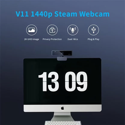2K Webcam with Dual Microphone for PC Laptop, Nuroum V11 1440P HD USB Conference Camera, 360° Rotatable