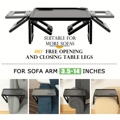 Bamboo Sofa Arm Tray with Folding Legs for Entryways, Bedrooms and Living Spaces, with the Listed Configuration
