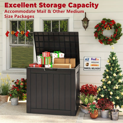 35-Gallon Deck Box with Wood-Grain or Rattan-Style Panels in Black or Light Brown Color Options