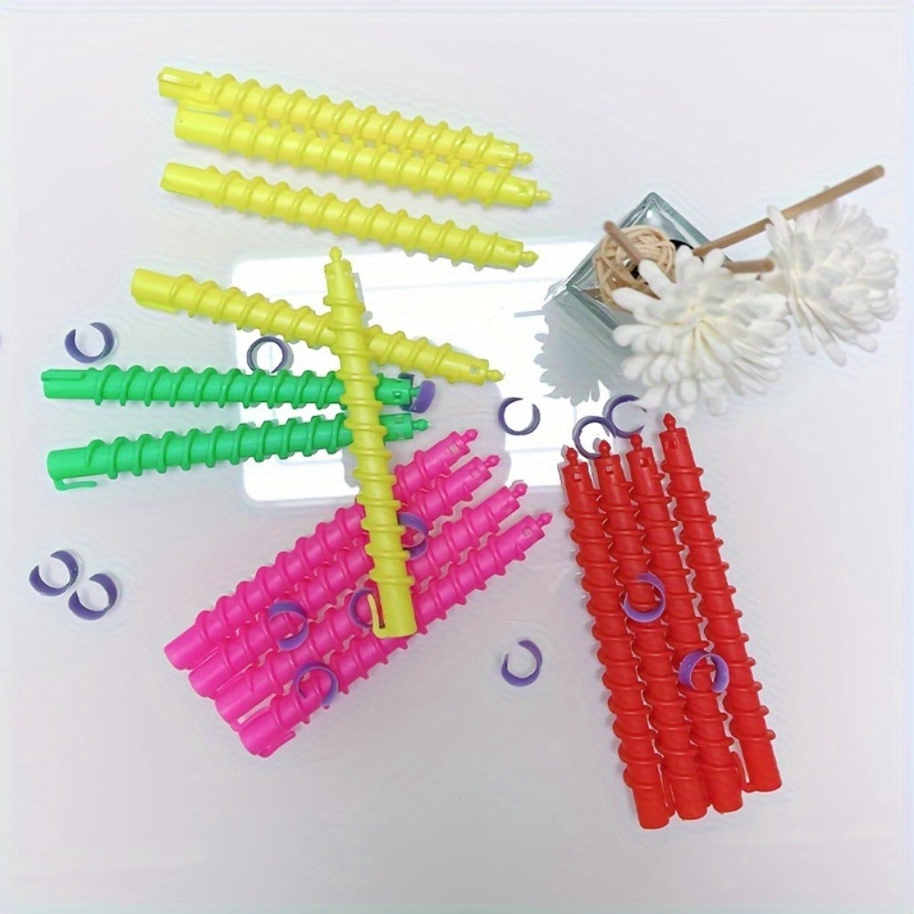 Spiral Perm Rods Set 39-42pcs – Plastic Curling Hair Sticks for Defined Curls Waves Coils Natural Hair Heatless Styling