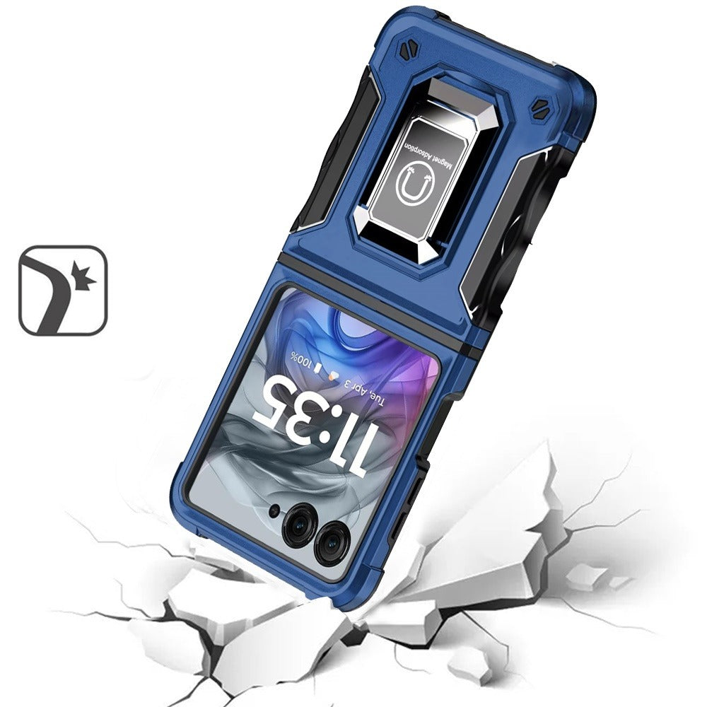 Phone Case Metal Ring Kickstand with TPU and PC Shell for Motorola Razr 2024 in Eight Colors
