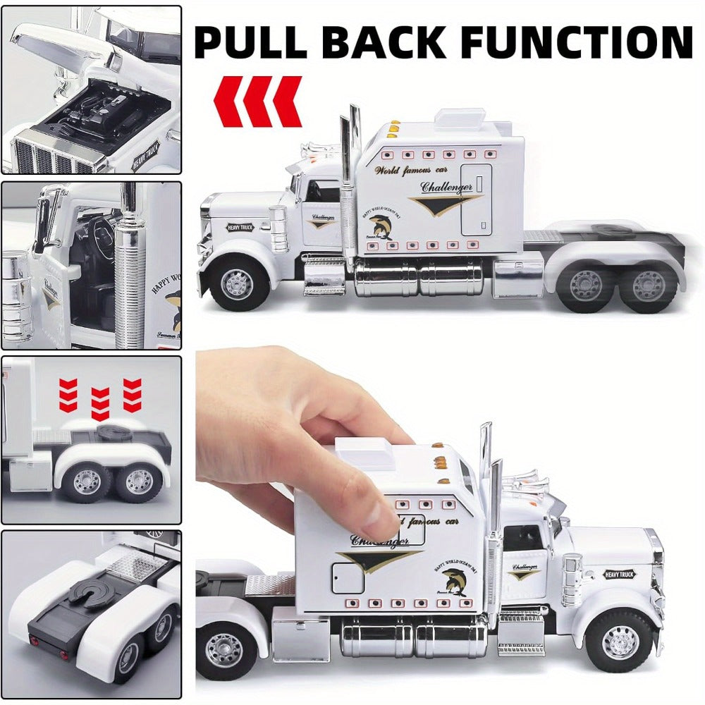 Semi Truck Toy 1:24 Scale Die-Cast Metal Pull-Back Alloy Semi-Trailer Truck with the Listed Color, Size or Set Options for Everyday Use