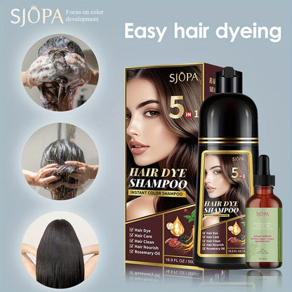 Glycerin Hair Color Shampoo Gift Set with Rosemary Oil, 5-in-1 Color & Care Formula 16.91oz, Gentle Non-Irritating Gray Coverage