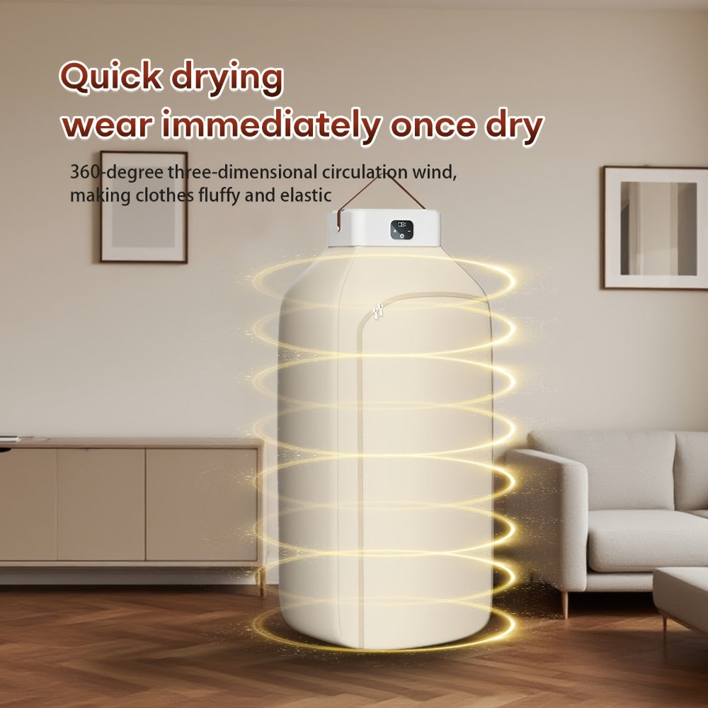 Foldable Clothes Dryer Smart Touch Screen Two-Speed Control Timer Function with Dry Bag Quick Drying Compact Design for Apartments Dorms RVs