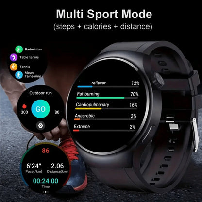 Smartwatch Round 2.01" Extra Large Screen with Wireless Calling, 100+ Sport Modes, Sleep and Heart Rate Readouts, Built-in Games Weather