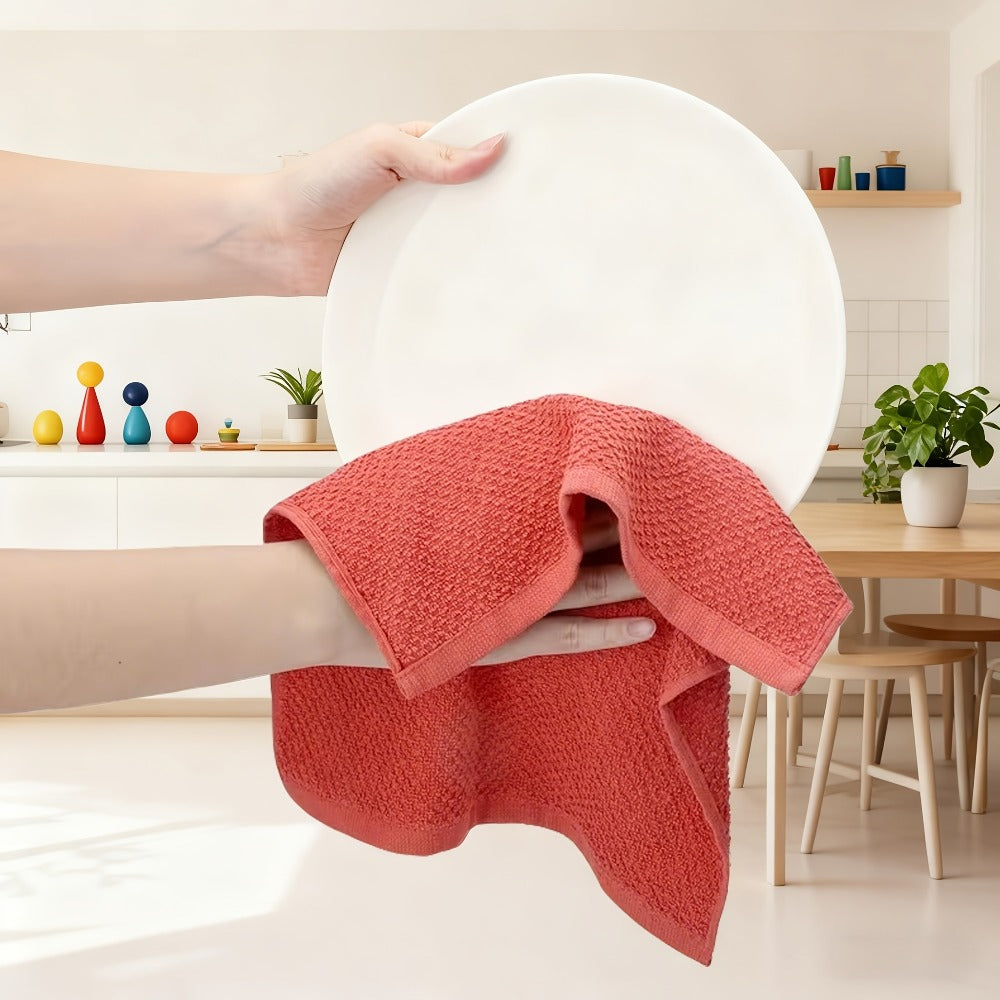 Kitchen Hand Towels, Twelve-Piece Cotton Kitchen Towel Set with Six 15 x 25-Inch Hand Towels and Six 12 x 12-Inch Washcloths