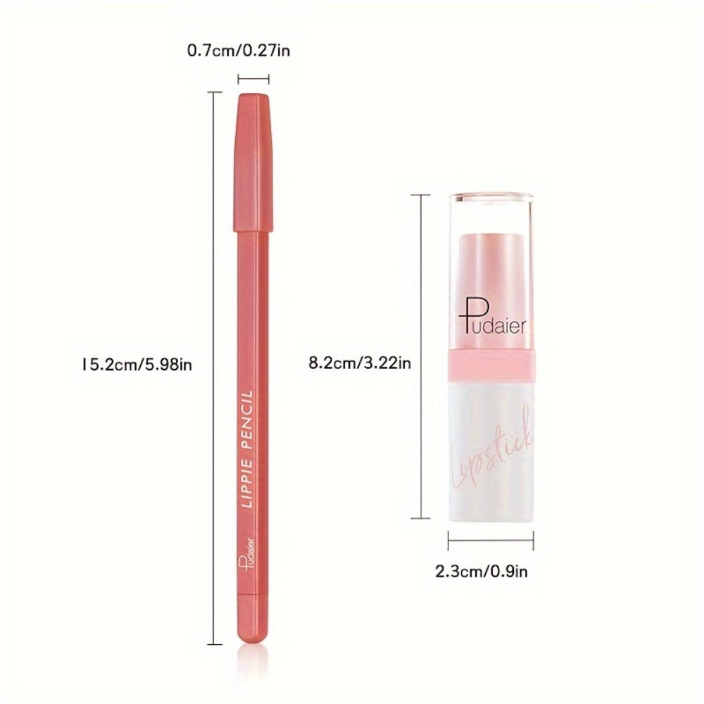 Lip Gloss Set by Pudaier with Matching Lip Liner, Glitter Finish and 10 Retained Color Pairings