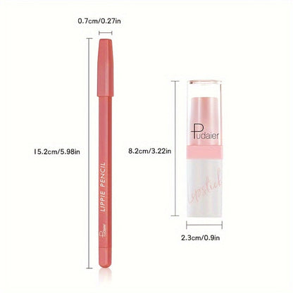 Lip Gloss Set by Pudaier with Matching Lip Liner, Glitter Finish and 10 Retained Color Pairings