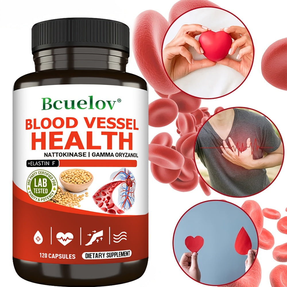 Nattokinase Supplement 120 or 240 Capsules, Gamma-Oryzanol Cardiovascular Formula for Heart Health