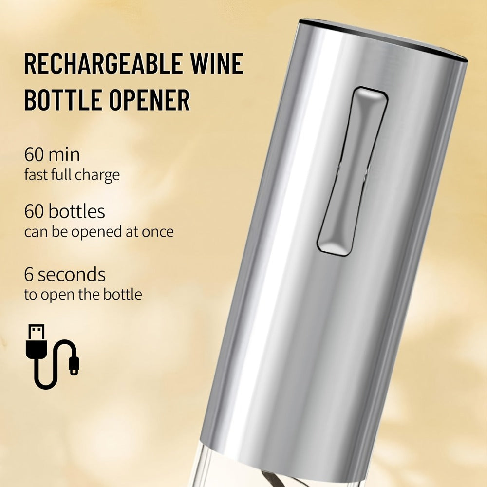 Electric Wine Opener Gift Set 7-in-1 Rechargeable Automatic Corkscrew Stainless Steel with Aerator Pourer Vacuum Stoppers Foil Cutter