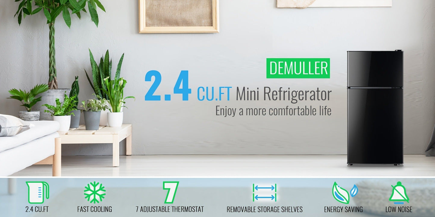 Compact Refrigerator, 3.2 Cu Ft Single Door Mini Fridge with 4-Layer Storage, Removable Shelves, Crisper Drawer & Adjustable Temperature