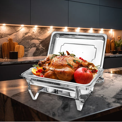 Chafing Dishes Buffet Set 9QT Stainless Steel Food Warmer Trays for Parties Hotel Christmas – 1/2/4/6/8 Pack