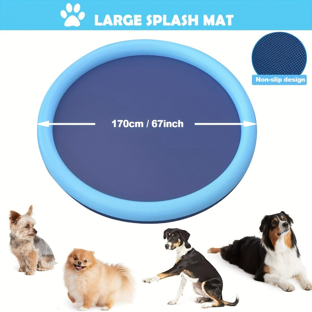 Dog Splash Pad for Large Dogs Extra Thick 0.6mm, Sprinkler Pool & Cooling Mat for Jumbo & Big Breeds