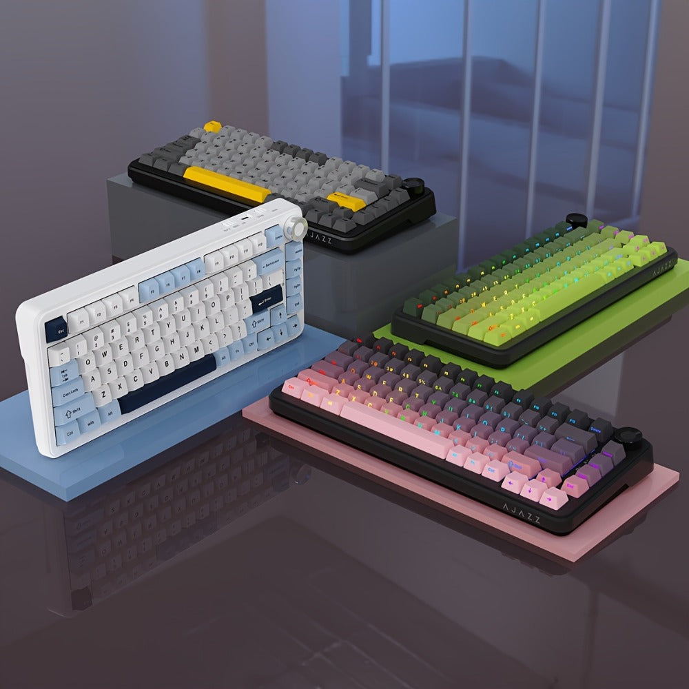 Hot Swap Gasket Mechanical Keyboard AJAZZ AK820 75%, Wireless 2.4GHz & Wired, Volume Knob, South-Facing RGB