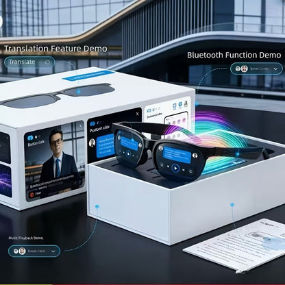 AI Translation Glasses with Real-Time Interpreter & Meeting Notes Summary, High-Speed WiFi, Smart Earphones