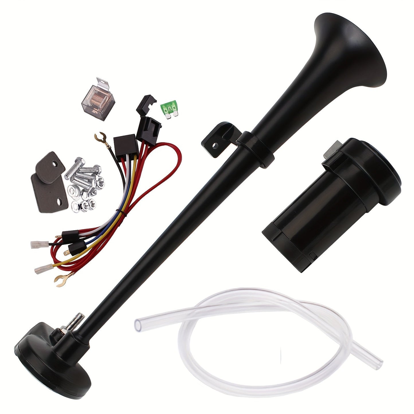 Air Horn Kit for Trucks – Super Loud 18" Single Trumpet Train Horn with Compressor, 12V/24V Universal Fit for Truck, Car, SUV, Jeep