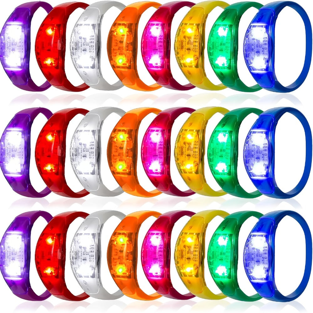 Sound Activated Light Up Bracelets Bulk 20/50 Pcs Glow Wristbands Voice Controlled Flashing LED Bracelet for a Home Lash Beauty Routine