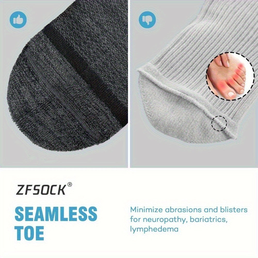 Wide Calf Socks 5 Pairs Loose Top Non-Binding Breathable Crew Socks for Men Women Plus Size for Entryways, Bedrooms and Living Spaces