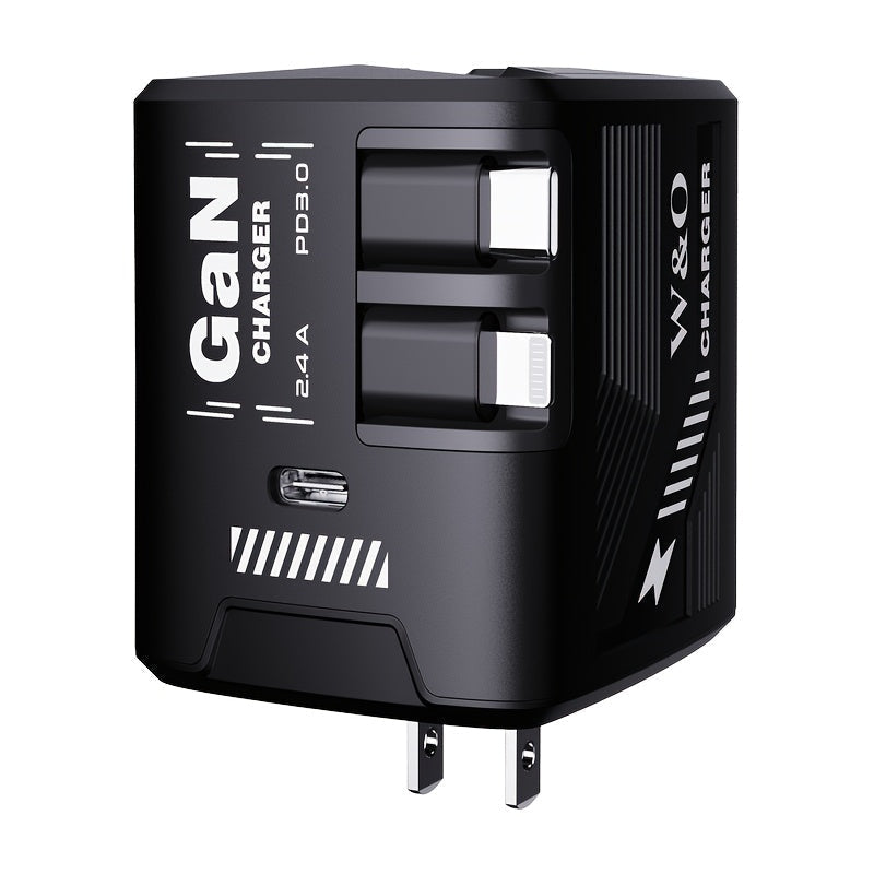 GaN Wall Charger 120W Fast with Retractable Built-In Cable & Foldable Plug for an Everyday Personal Care Routine