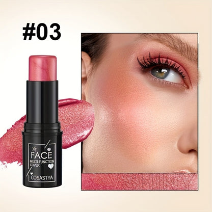 Blush Stick Makeup Set 6 Piece, 3-in-1 Waterproof Blush Eyeshadow Touch-Up Sticks, All-Day Glossy Shimmer