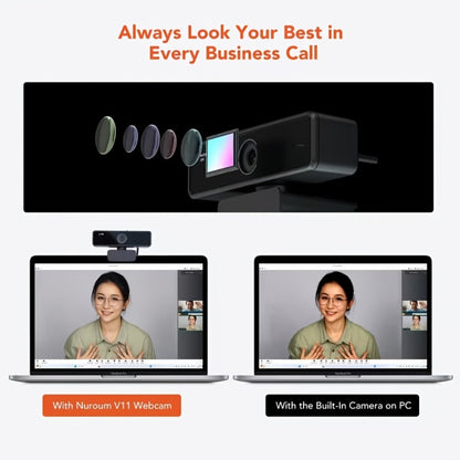 2K Webcam with Dual Microphone for PC Laptop, Nuroum V11 1440P HD USB Conference Camera, 360° Rotatable