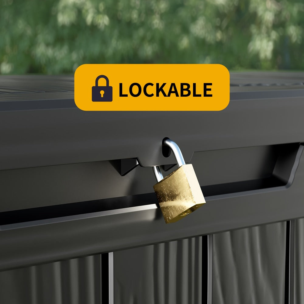 Large Resin Deck Box Lockable Outdoor Storage 80/100 Gallon, 345L UV Patio Storage Box for Garden, Patio and Yard Use