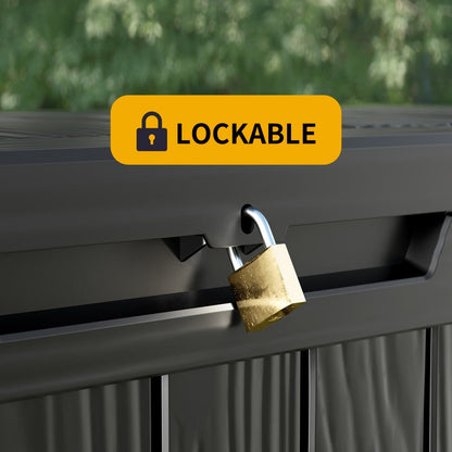 Large Resin Deck Box Lockable Outdoor Storage 80/100 Gallon, 345L UV Patio Storage Box for Garden, Patio and Yard Use