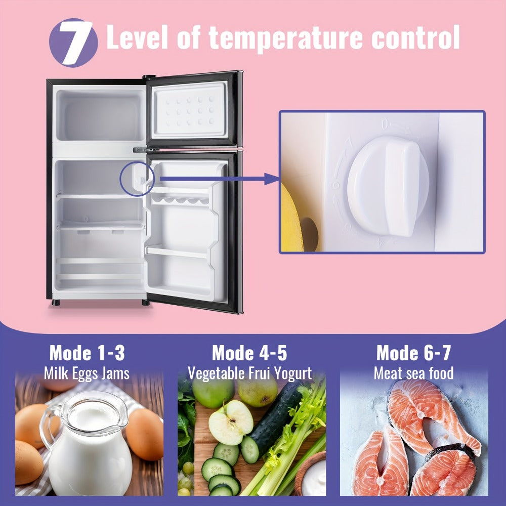Mini Refrigerator with Freezer, 2.4 Cu Ft Double Door Small Fridge with Removable Shelves & Adjustable Feet