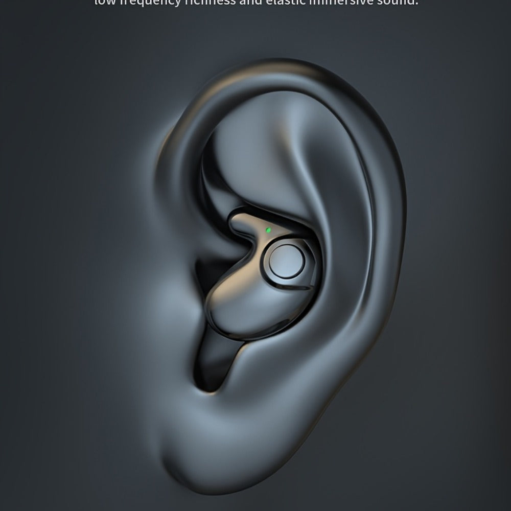 Low-Profile Round-Case Mini Sleep Earbuds with Digital Battery Display in Black, Khaki or White