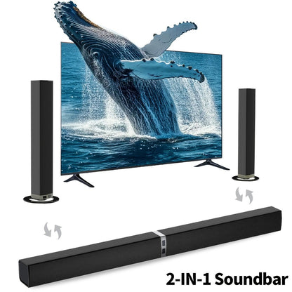 Detachable 31.5-Inch TV Soundbar with Remote, ARC, Optical and AUX Connections and Subwoofer Options