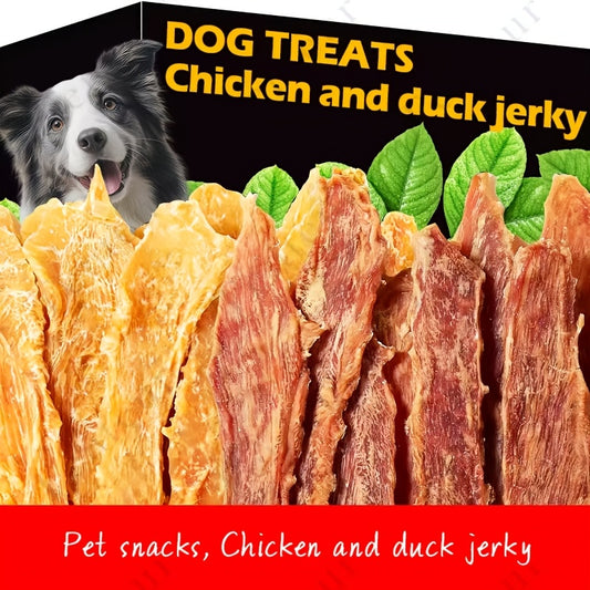 Cat & Dog Treats Chicken Jerky & Duck Jerky Combo – High Protein Grain Free Training Rewards, Dental Chews