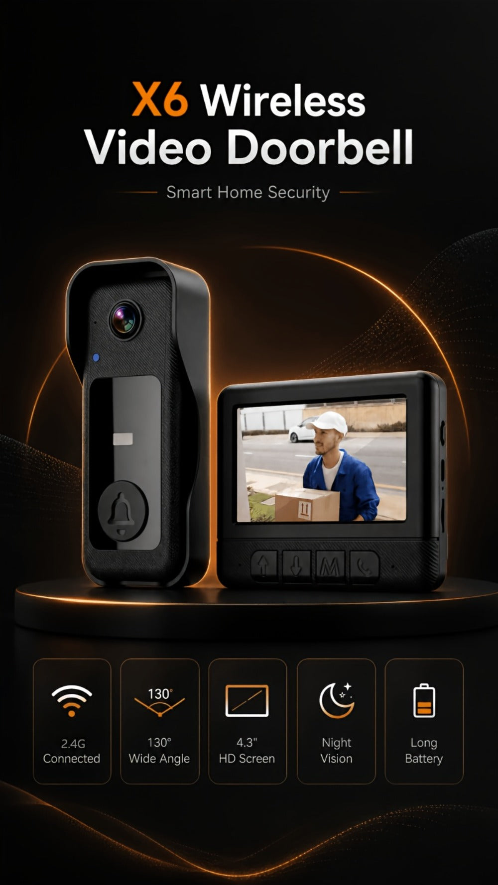 Wireless Security Camera System with Video Doorbell, Indoor Outdoor Surveillance, Long Battery Life