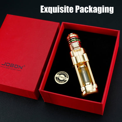 Butane Torch Lighter Windproof Jet Flame Zinc Alloy Refillable, Visible Fuel Tank, Adjustable Blue Flame