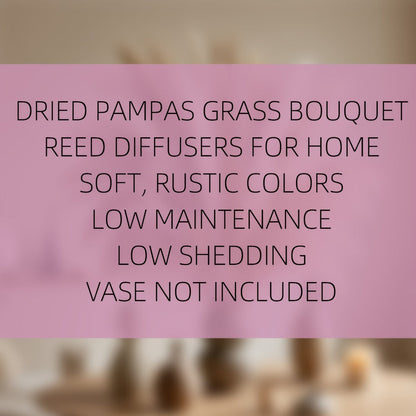 Pampas Grass Bouquet with 125 Mixed Stems, Bunny Tails and Neutral Reed Textures for Vase Display