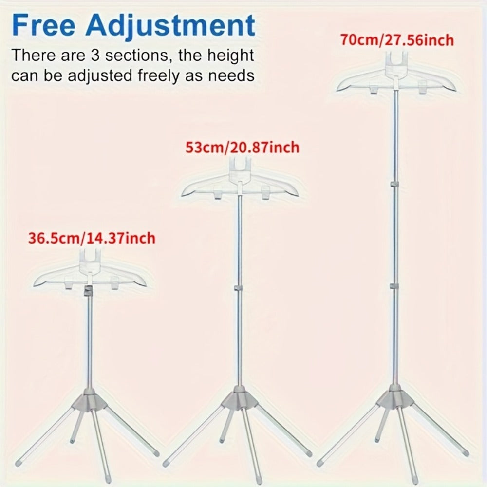 Telescopic Garment Drying Stand with Three Rotating Hanger Arms, Adjustable Height and Gray or Black Finish